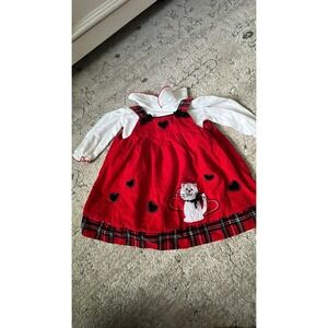 Sophie rose red corduroy cat dress and shirt 12 months